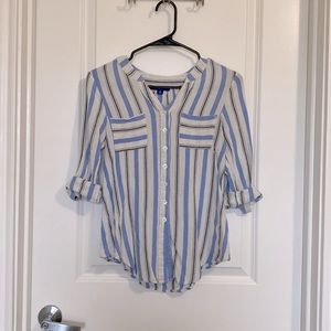 White and Blue striped blouse